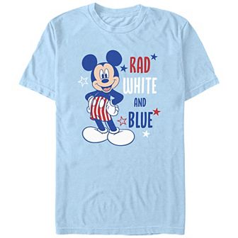 Disney's Mickey Mouse Men's Rad White And Blue Graphic Tee