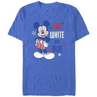 Disney's Mickey Mouse Men's Rad White And Blue Graphic Tee