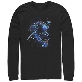 Men's Shark Galaxy Long Sleeve Graphic Tee