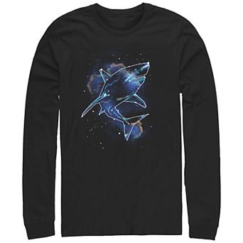 Men's Shark Galaxy Long Sleeve Graphic Tee