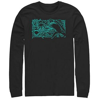 Men's Tropical Shark Long Sleeve Graphic Tee