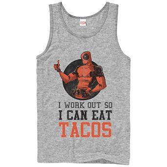 Men's Marvel Deadpool I Work Out So I Can Eat Tacos Graphic Tank