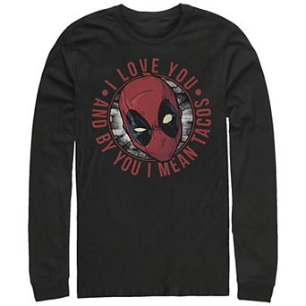 Men's Marvel Deadpool I Love Tacos Long Sleeve Graphic Tee