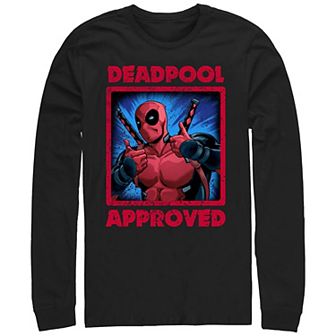 Men's Marvel Deadpool Approved Poster Long Sleeve Graphic Tee