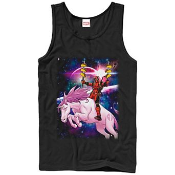 Men's Marvel Deadpool Pink Unicorn Ride Graphic Tank
