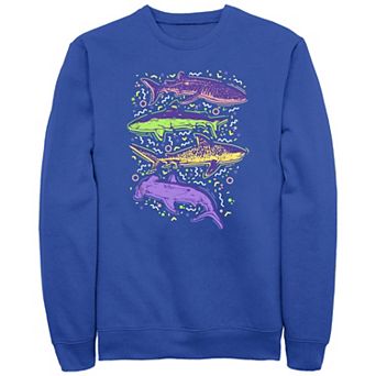 Men's Colorful Sharks And Doodles Graphic Fleece