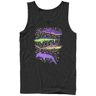 Men's Colorful Sharks And Doodles Graphic Tank
