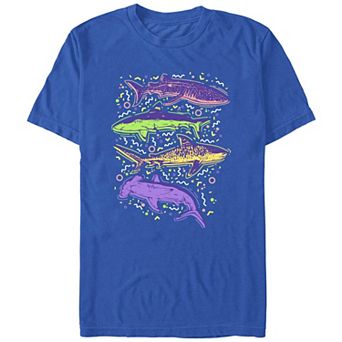 Men's Colorful Sharks And Doodles Graphic Tee