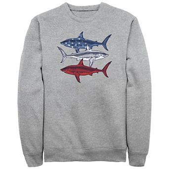 Men's Red White And Blue Sharks Graphic Fleece