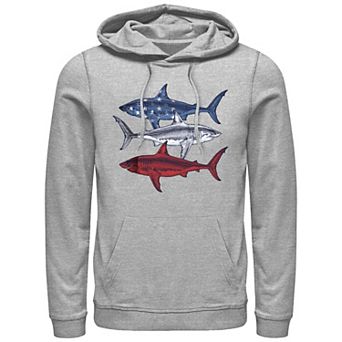 Men's Red White And Blue Sharks Graphic Hoodie