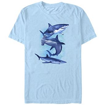 Men's Three Blue Sharks Graphic Tee