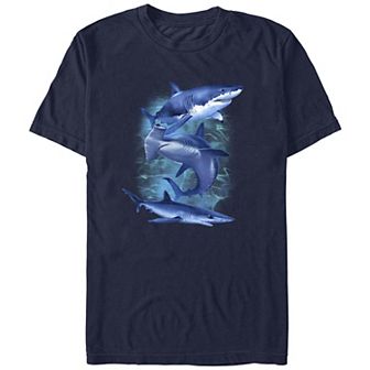 Men's Three Blue Sharks Graphic Tee