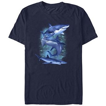 Men's Three Blue Sharks Graphic Tee