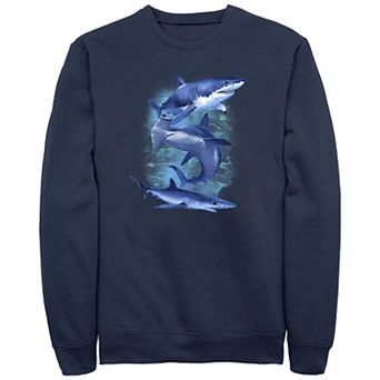 Men's Three Blue Sharks Graphic Fleece