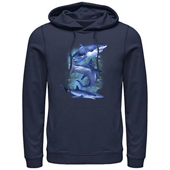 Men's Three Blue Sharks Graphic Hoodie