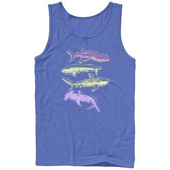 Men's Colorful Sharks Graphic Tank