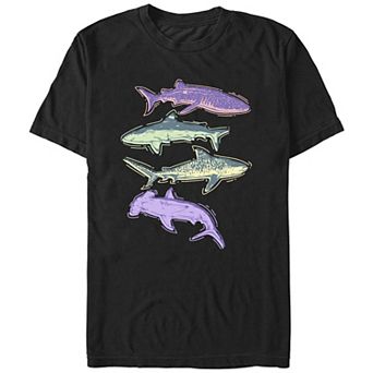Men's Colorful Sharks Graphic Tee