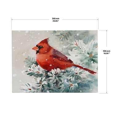 Light-Up Perched Winter Cardinal Canvas Wall Art