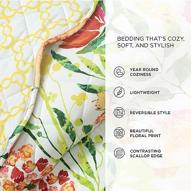 Lush Decor Leilani Watercolor Scallop Edged Floral 3-pc. Quilt Set