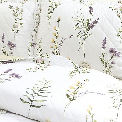 Lush Decor Watercolor Wildflower Scallop Edged Floral Quilt Set