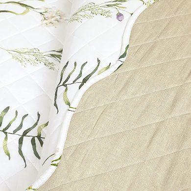 Lush Decor Watercolor Wildflower Scallop Edged Floral Quilt Set