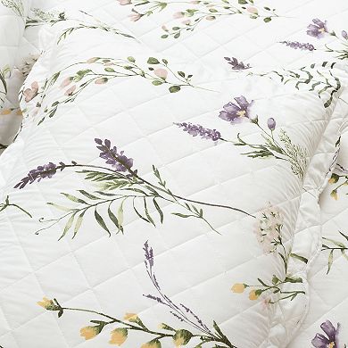 Lush Decor Watercolor Wildflower Scallop Edged Floral Quilt Set