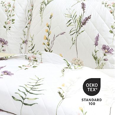 Lush Decor Watercolor Wildflower Scallop Edged Floral Quilt Set