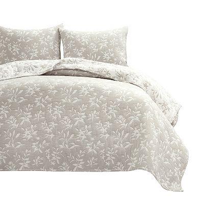 Lush Decor Floral Jacquard Reversible Soft Matelasse Quilt Set
