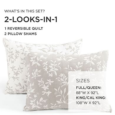 Lush Decor Floral Jacquard Reversible Soft Matelasse Quilt Set