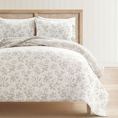 Lush Decor Floral Jacquard Reversible Soft Matelasse Quilt Set
