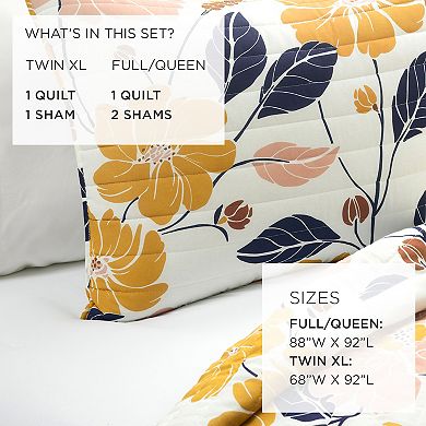Lush Decor Lucia Abstract Floral Cotton Quilt Set