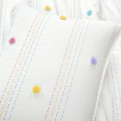 Lush Decor Kids Rainbow Pom Pom And Stripes Quilt Set