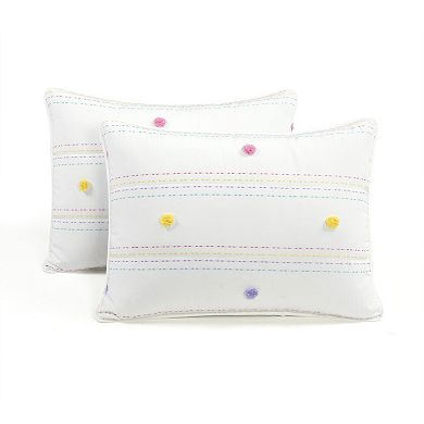 Lush Decor Kids Rainbow Pom Pom And Stripes Quilt Set