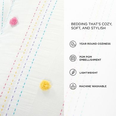 Lush Decor Kids Rainbow Pom Pom And Stripes Quilt Set