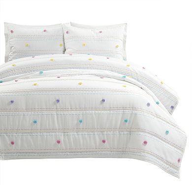 Lush Decor Kids Rainbow Pom Pom And Stripes Quilt Set