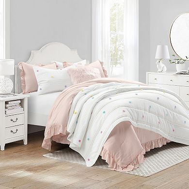 Lush Decor Kids Rainbow Pom Pom And Stripes Quilt Set