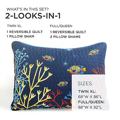 Lush Decor Under The Sea Reversible Quilt Set
