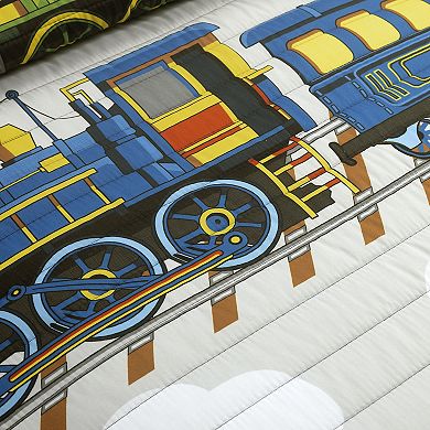 Lush Decor Kids Steam Trains Quilt Set