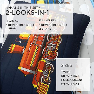 Lush Decor Kids Steam Trains Quilt Set