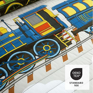 Lush Decor Kids Steam Trains Quilt Set