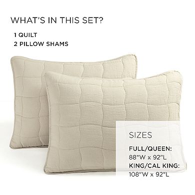 Lush Decor Cloud Gauze Neutral Quilt Set