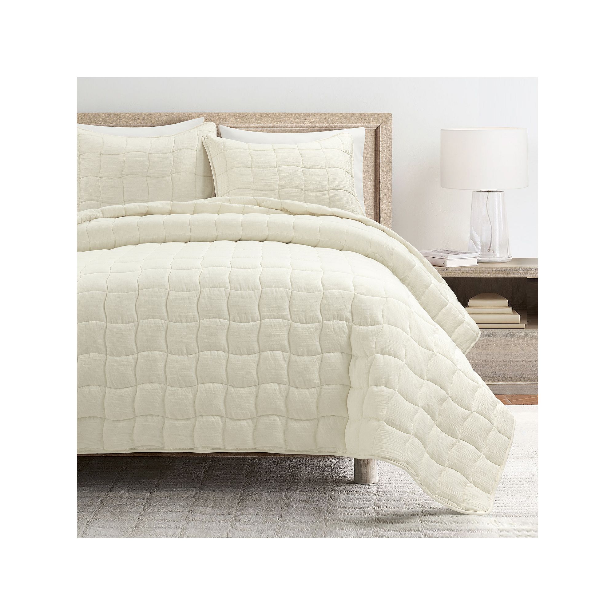 Lush Decor Cloud Gauze Pearl White Quilt Set