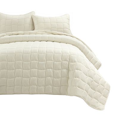 Lush Decor Cloud Gauze Pearl White Quilt Set