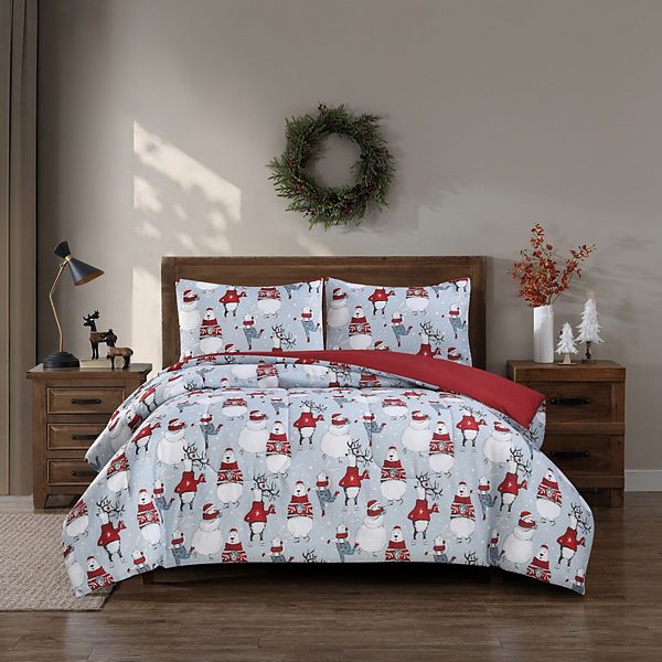 Hudson & Main Wintertime Print Comforter Set with Shams - Blue (FULL/QUEEN)