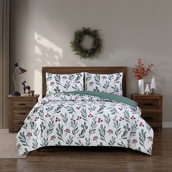 Hudson & Main Wintertime Print Comforter Set with Shams - Green (FULL/QUEEN)