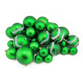 Northlight 39-Pack Green Shatterproof 2-Finish Christmas Ball Ornaments