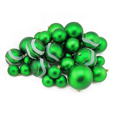 Northlight 39-Pack Green Shatterproof 2-Finish Christmas Ball Ornaments