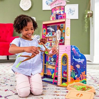KidKraft 2-in-1 Beach & Rescue Center Wooden Dollhouse with 50 Accessories, Sand & Animals
