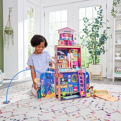 KidKraft 2-in-1 Beach & Rescue Center Wooden Dollhouse with 50 Accessories, Sand & Animals