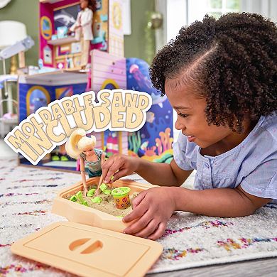 KidKraft 2-in-1 Beach & Rescue Center Wooden Dollhouse with 50 Accessories, Sand & Animals